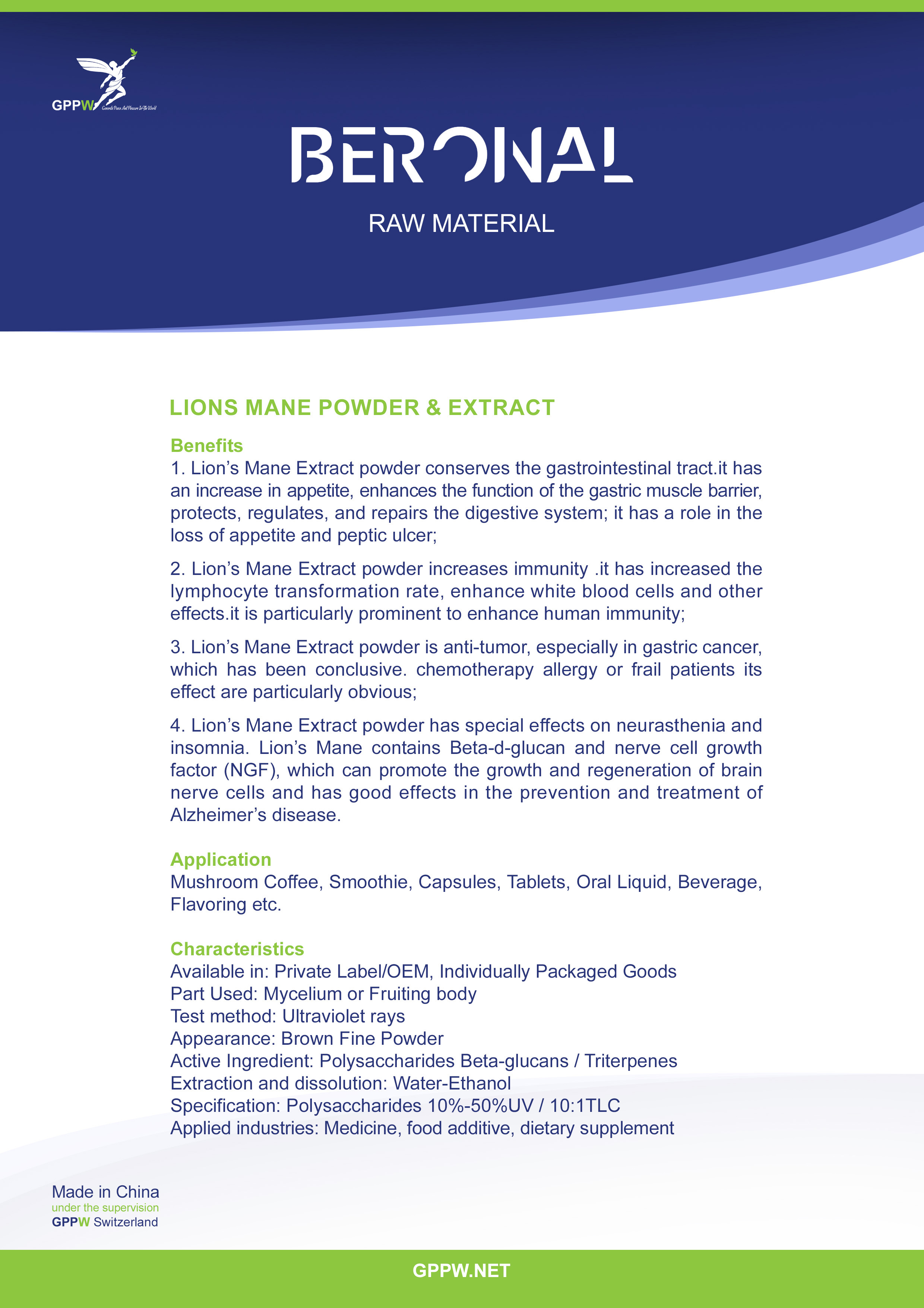 B-Lions Mane powder & extract